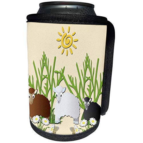3dRose RinaPiro - Kids - Kids decor. Three sheep. Yellow background. - Can Cooler Bottle Wrap -cc-253868-1- 3dRose RinaPiro - Kids - Kids decor. Three sheep. Yellow background. - Can Cooler Bottle Wrap -cc-253868-1-