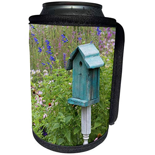 3dRose Danita Delimont - Gardens - Blue birdhouse in flower garden, Marion County, Illinois - Can Cooler Bottle Wrap -cc-259343-1- 3dRose Danita Delimont - Gardens - Blue birdhouse in flower garden, Marion County, Illinois - Can Cooler Bottle Wrap -cc-259343-1-