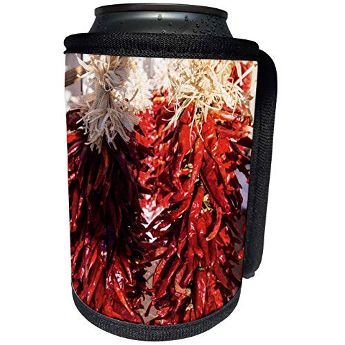 3dRose Danita Delimont - Food - USA, New Mexico, Sant Fe, Red Chili peppers on string. Santa Fe - Can Cooler Bottle Wrap -cc-279247-1-