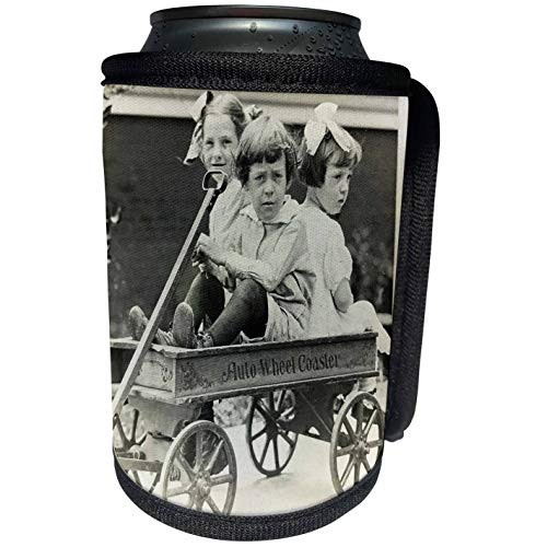 3dRose Scenes from the Past - Magic Lantern - Auto Wheel Coaster Wagon Taking Friends For A Ride Vintage - Can Cooler Bottle Wrap -cc-301627-1-
