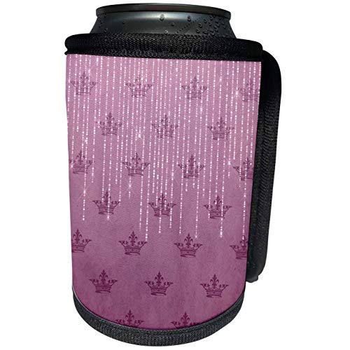 3dRose Anne Marie Baugh - Patterns - Pink Crowns With An Overlay Image Of String Lights Pattern - Can Cooler Bottle Wrap -cc-308753-1-