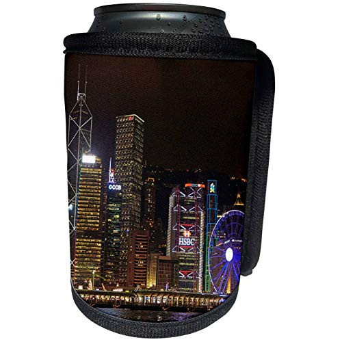 3dRose Danita Delimont - Hong Kong - Victoria Harbor, skyscrapers, Hong Kong Observation Wheel, Hong Kong. - Can Cooler Bottle Wrap -cc-312676-1-