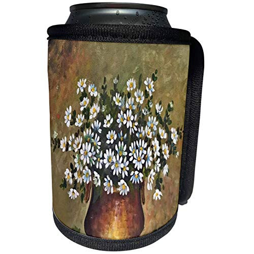 3dRose Artistic white common daisies in a copper colored vase - Can Cooler Bottle Wrap -cc-334045-1-