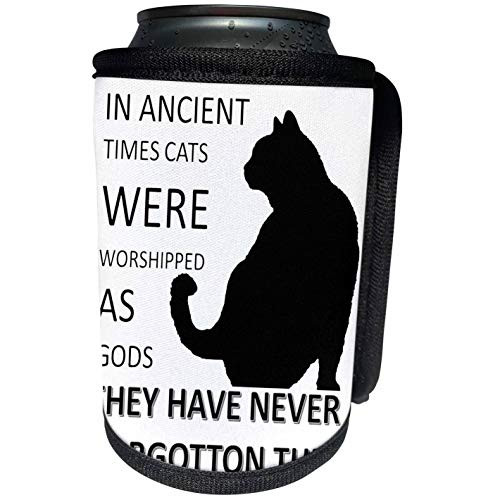 3dRose Cat silhouette with In Ancient Times Cats Were. - Can Cooler Bottle Wrap -cc-334085-1- 3dRose Cat silhouette with In Ancient Times Cats Were. - Can Cooler Bottle Wrap -cc-334085-1-