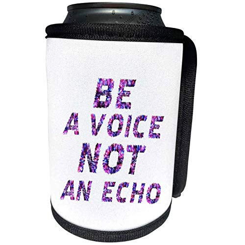 3dRose Be A Voice Not An Echo purple text against the white. - Can Cooler Bottle Wrap -cc-340892-1-