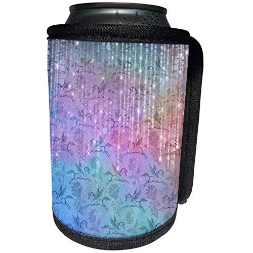 3dRose Pretty Pink, Blue Unicorn Floral With Image Of String. - Can Cooler Bottle Wrap -cc-341317-1- 3dRose Pretty Pink, Blue Unicorn Floral With Image Of String. - Can Cooler Bottle Wrap -cc-341317-1-