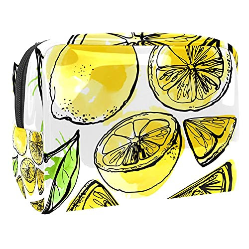 Citrus Fruit Yellow Lemon Makeup Bag Cosmetic Organizer Multifuncition Travel Waterproof Toiletry Bag with Zipper for Women