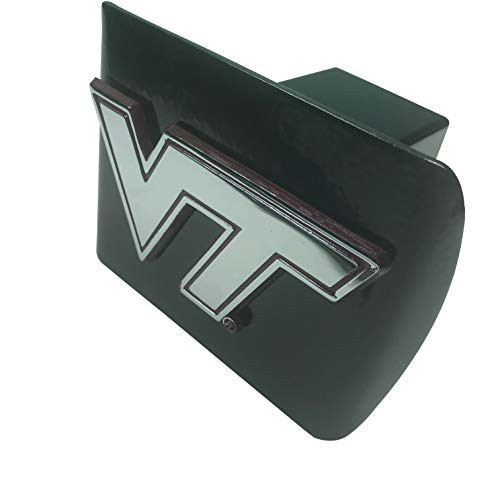 AMG Virginia Tech Metal Emblem (Chrome with Maroon Trim) on Black Metal Hitch Cover AMG Virginia Tech Metal Emblem (Chrome with Maroon Trim) on Black Metal Hitch Cover