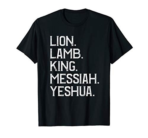 Distressed Lion Lamb King Messiah Yeshua Christian Bible T-Shirt