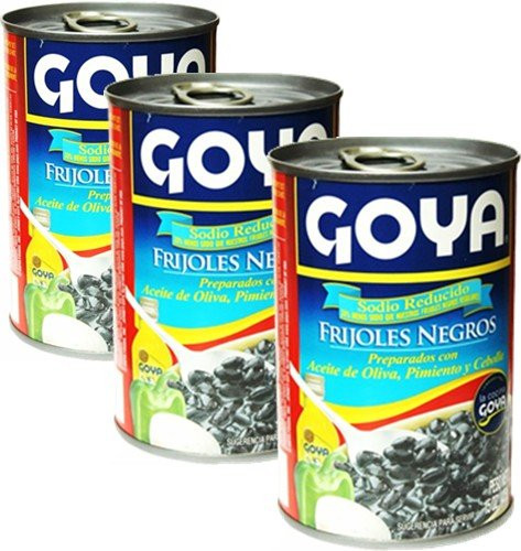 Goya Black Beans Seasoned Low Sodium 15.5 oz Pack of 3