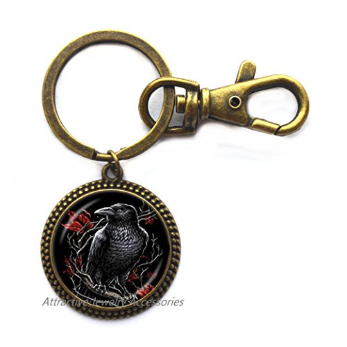 Black Raven Keychain Crow Key Ring Bird Jewelry Glass Cabochon Photo Animal Keychain for Lover Statement Chain Keychain,QK103 -Q2- Black Raven Keychain Crow Key Ring Bird Jewelry Glass Cabochon Photo Animal Keychain for Lover Statement Chain Keychain,QK103 -Q2-
