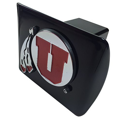 University of Utah METAL emblem (with red trim) on black METAL Hitch Cover