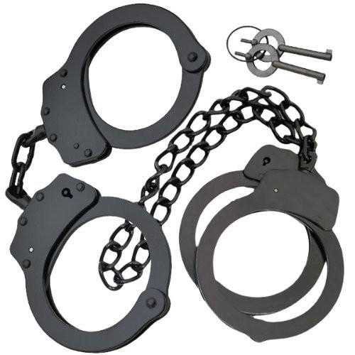 Ace Martial Arts Supply Professional Double Lock Handcuffs & Leg Cuffs (Black-Chain)