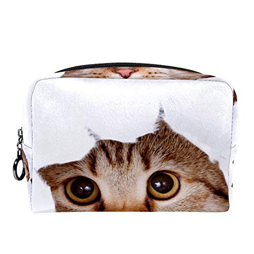Makeup Bag Portable Travel,Orange Cat,Cosmetic Bag for Women,Beauty Zipper Makeup Organizer Bag