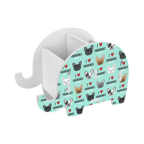 Frenchie Dog Elephant Pencil Holder Cell Phone Stand Removable Pen Cup Desk Decor Organizer Box