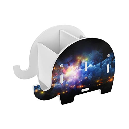 Galaxy Elephant Pencil Holder Cell Phone Stand Removable Pen Cup Desk Decor Organizer Box