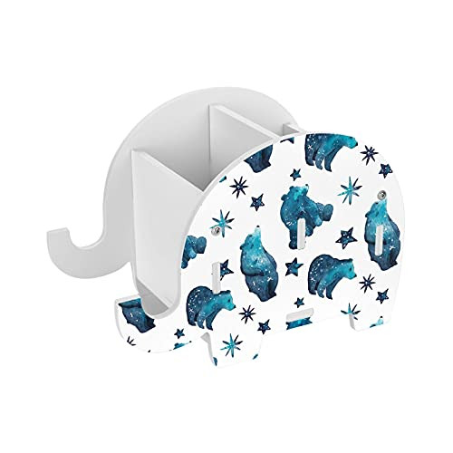 Galaxy Bears Elephant Pencil Holder Cell Phone Stand Removable Pen Cup Desk Decor Organizer Box