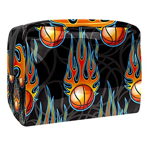 Makeup Cosmetic Bag for Women Travel Storage Bag PVC Portable Cosmetic Pouch Toiletry Bags Sports Basketball Power Fire Orange Makeup Cosmetic Bag for Women Travel Storage Bag PVC Portable Cosmetic Pouch Toiletry Bags Sports Basketball Power Fire Orange