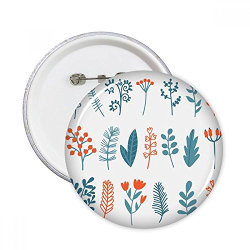 mas Colorful Plant Leaf Illustration Round Pins Badge Button Emblem Accessory Decoration 5pcs