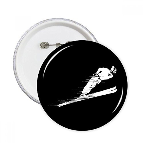 Winter Sport Skiing Pattern Illustration Round Pins Badge Button Emblem Accessory Decoration 5pcs