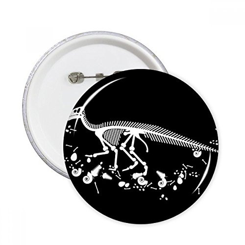 Dinosaur Bone Bones Black Round Pins Badge Button Emblem Accessory Decoration 5pcs