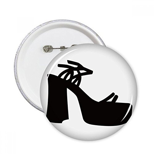 Black Women's High Heels Outline Pattern Round Pins Badge Button Emblem Accessory Decoration 5pcs