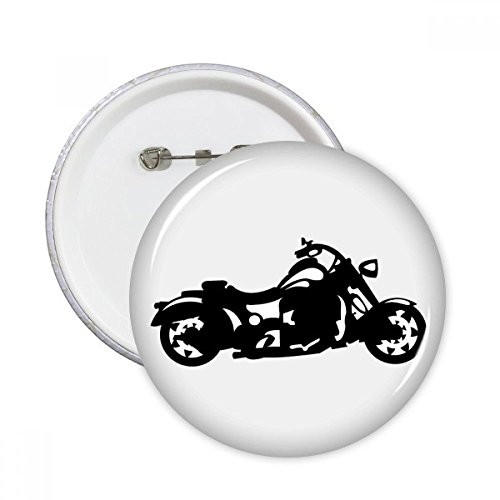 Motorcycle Black Illustration Pattern Round Pins Badge Button Emblem Accessory Decoration 5pcs