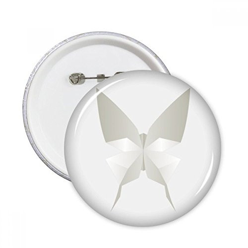 White Butterfly Origami Abstract Pattern Round Pins Badge Button Emblem Accessory Decoration 5pcs