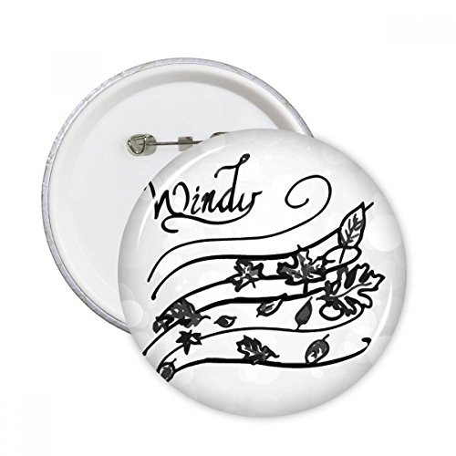 Windy Weather Hand Painted Pattern Round Pins Badge Button Emblem Accessory Decoration 5pcs