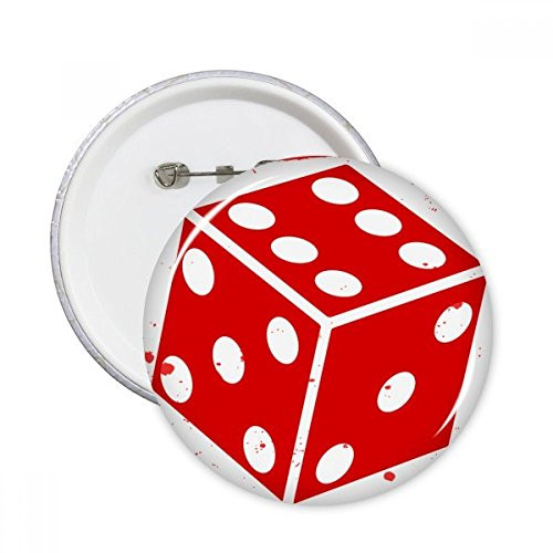 Casino Red Dice Illustration Pattern Round Pins Badge Button Emblem Accessory Decoration 5pcs