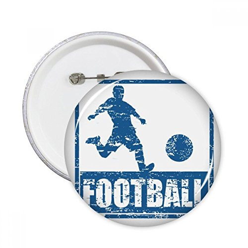 Blue Football Player Kick Football Round Pins Badge Button Emblem Accessory Decoration 5pcs