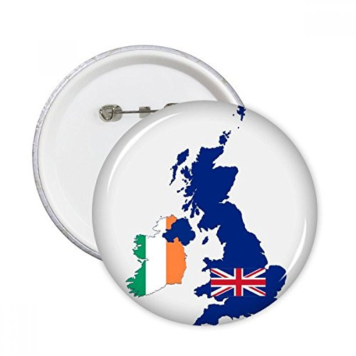Britain Map Irland Flag Country UK Round Pins Badge Button Emblem Accessory Decoration 5pcs