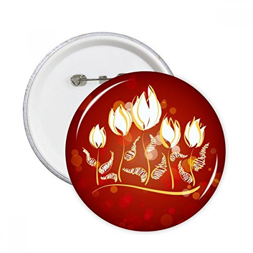 Hand Painted Tulip Flower Plant Round Pins Badge Button Emblem Accessory Decoration 5pcs