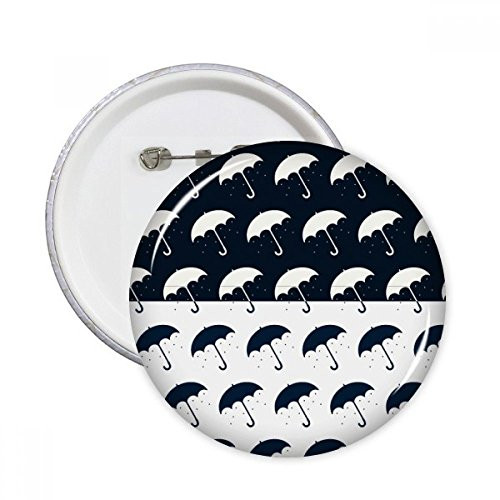Black White Umbrella Rain Weather Round Pins Badge Button Emblem Accessory Decoration 5pcs