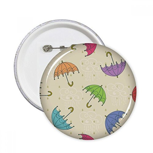 Umbrella Cloud Rain Drip Sun Round Pins Badge Button Emblem Accessory Decoration 5pcs
