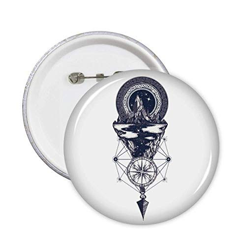 Iceberg Compass Stars Art Pattern Pins Badge Button Emblem Accessory Decoration 5pcs