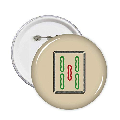 Mahjong Bamboo Bar 5 Tiles Pattern Pins Badge Button Emblem Accessory Decoration 5pcs