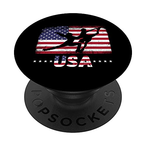 American Flag double ice figure skating USA Patriotic Team PopSockets Swappable PopGrip