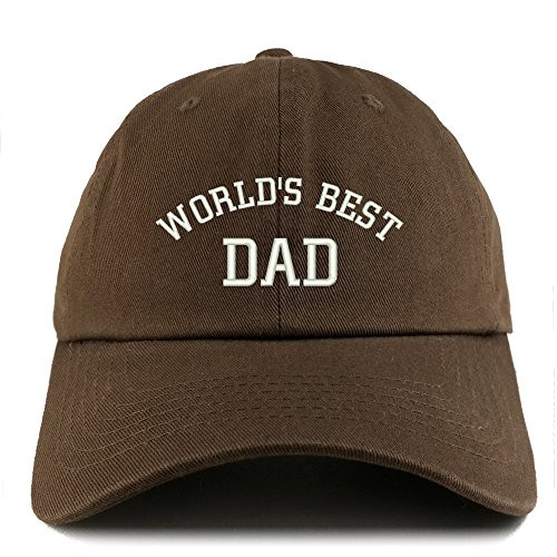 Trendy Apparel Shop World's Best Dad Embroidered Low Profile Soft Cotton Dad Hat Cap - Brown