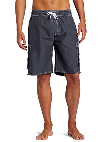 Kanu Surf Men's Barracuda Swim Trunks -Regular  and  Extended Sizes-, Charcoal, 4X