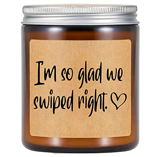 Miracu Scented Candles - I'm so Glad We Swiped Right Gifts - Swiped Right Candle, Online Chat Dating - Anniversary, Birthday Gifts for Him, Her, Boyfriend, Girlfriend, Fiancee, Fiance, Wife, Husband