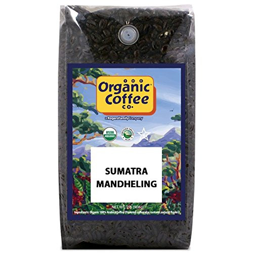 The Organic Coffee Co. Sumatra Mandheling Whole Bean Coffee 2LB -32 Ounce- Medium Light Roast USDA Organic