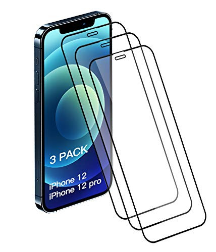 PARESI Compatible with iPhone 12/ iPhone 12 Pro 6.1" Screen Protector, Anti-Scratch Case Friendly Bubble Free Ultra-Thin Clear HD Tempered Glass -3 Pack-