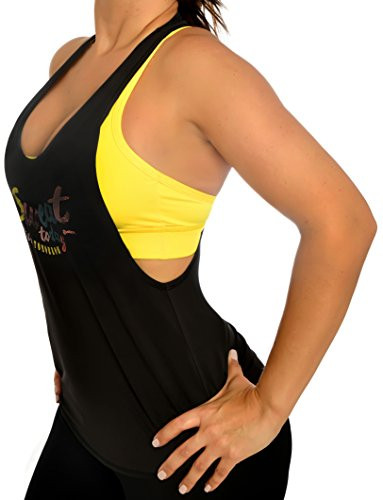 ZIKZAK Women's Stretch Tank Top Sweat Today, Smile Tomorrow Small Black