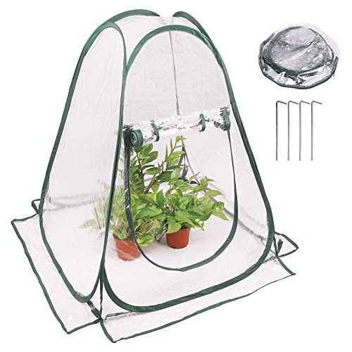Pop up Greenhouse Cover, Transparent PVC Mini Small Grow Plant House Tent, Gardening Flowerpot Warm Room Backyard Flower Shelter for Indoor Outdoor -27"x27"x31" -