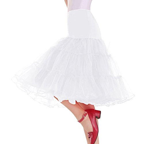 Plus Size Vintage Rockabilly Skirt Women's 50s Petticoat Crinoline Underskirt White