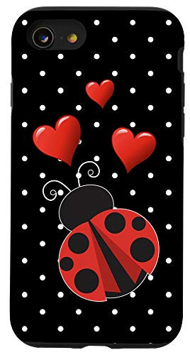iPhone SE -2020- / 7 / 8 Ladybug With Hearts Black And White Polka Dots Case