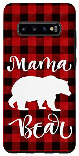 Galaxy S10 plus Cute Mama Bear Buffalo Black and Red Plaid Case