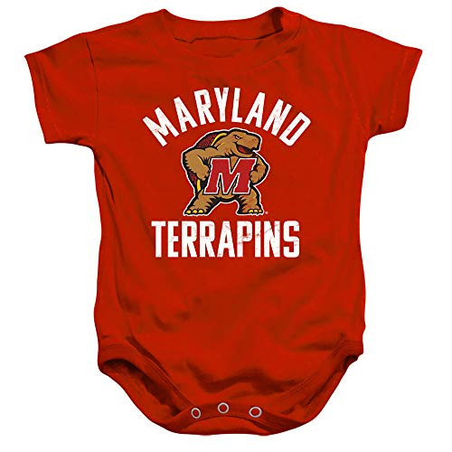 University of Maryland Official UMD Terrapin Logo Unisex Infant Snap Suit for Baby,Red, 6 Months