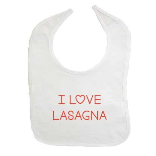 Mashed Clothing I Love Lasagna Cotton Baby Bib -White-